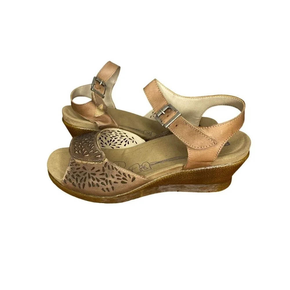Romika Nevis 05 Womens Leather Wedge Sandals Size 42 / 11 comfort padded insole